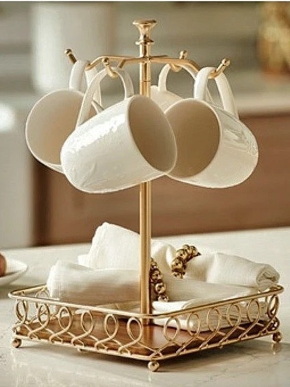 Princess House PH Timeless Mug Caddy White & Gold